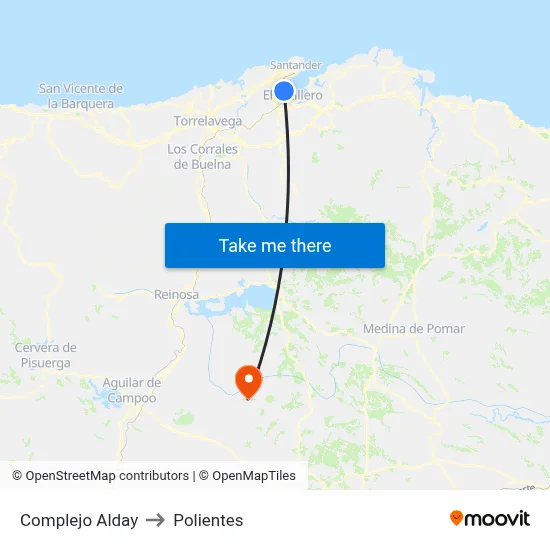 Complejo Alday to Polientes map