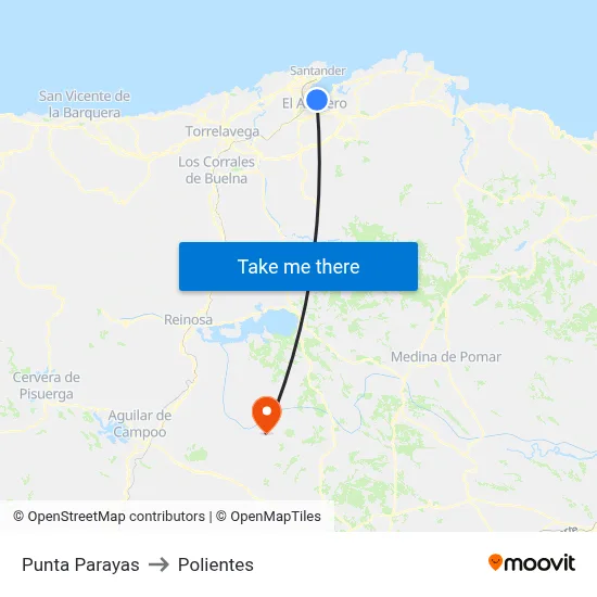 Punta Parayas to Polientes map