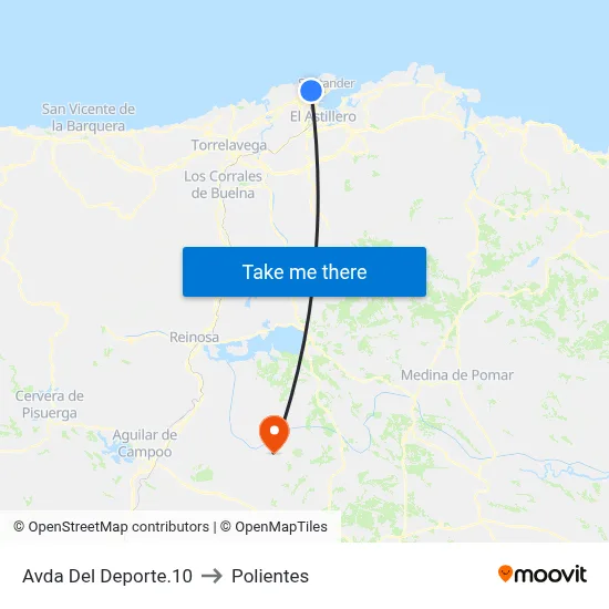 Avda Del Deporte.10 to Polientes map
