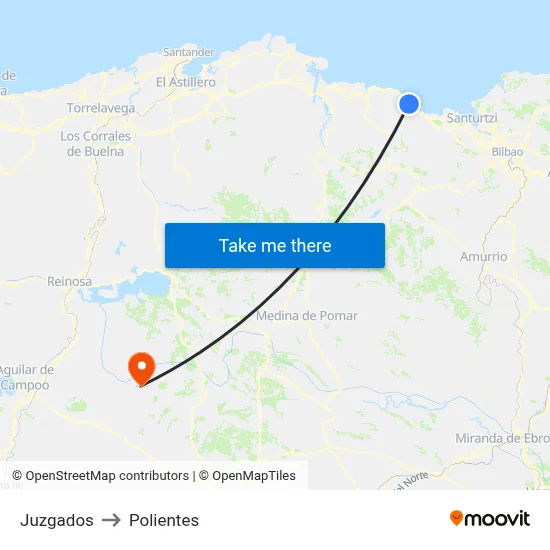 Juzgados to Polientes map