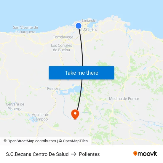 S.C.Bezana Centro De Salud to Polientes map