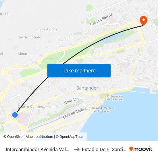 Intercambiador Avenida Valdecilla to Estadio De El Sardinero map