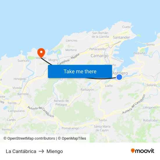 La Cantábrica to Miengo map