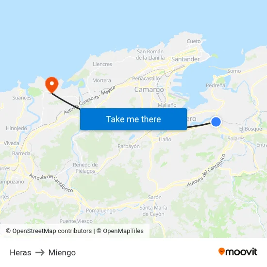Heras to Miengo map