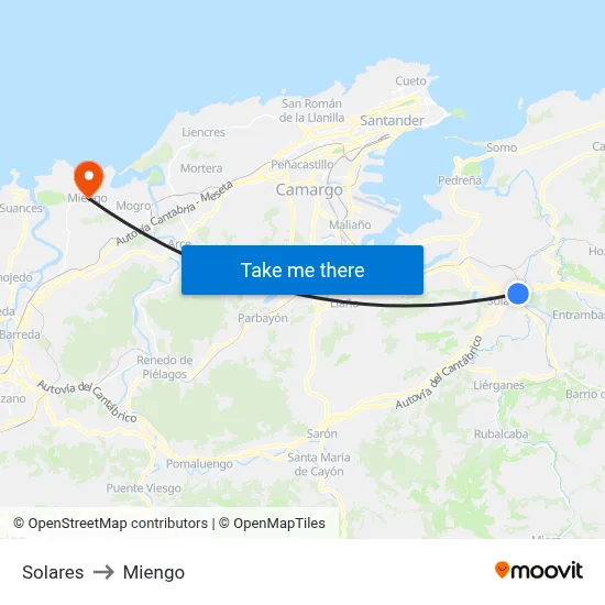 Solares to Miengo map
