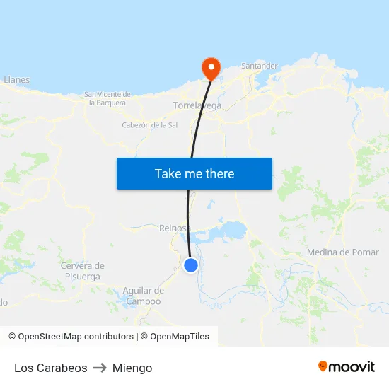 Los Carabeos to Miengo map