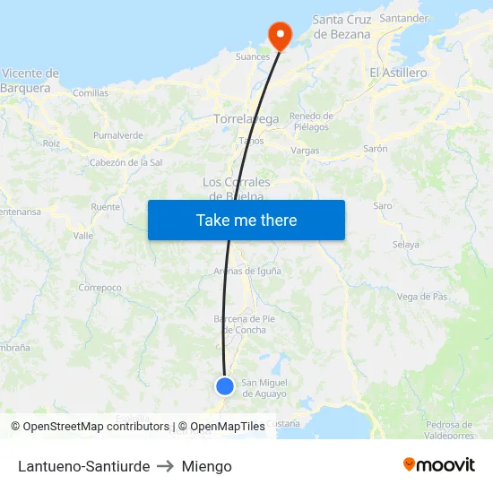 Lantueno-Santiurde to Miengo map