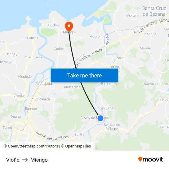 Vioño to Miengo map