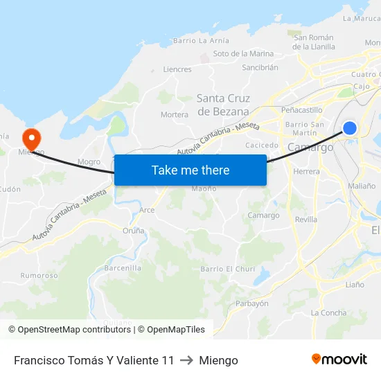 Francisco Tomás Y Valiente 11 to Miengo map