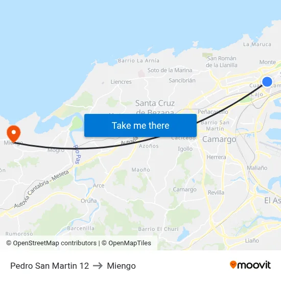 Pedro San Martin 12 to Miengo map