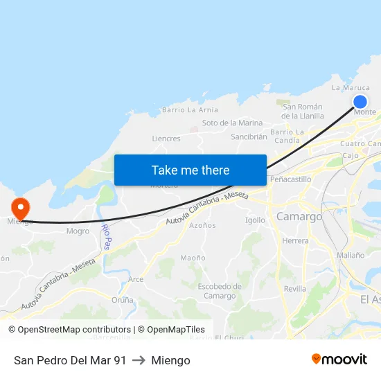 San Pedro Del Mar 91 to Miengo map