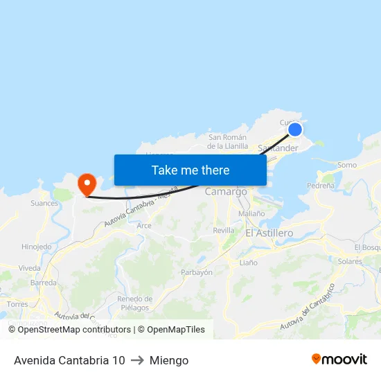 Avenida Cantabria 10 to Miengo map