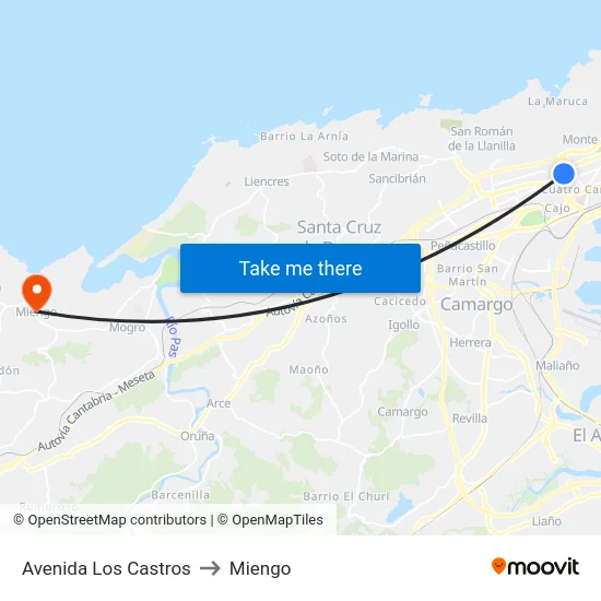 Avenida Los Castros to Miengo map