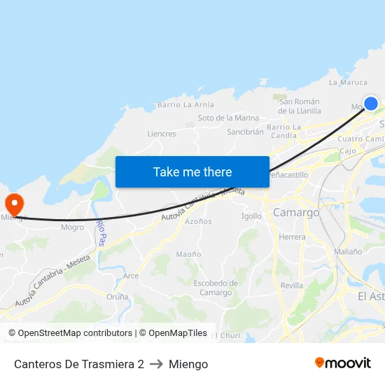Canteros De Trasmiera 2 to Miengo map