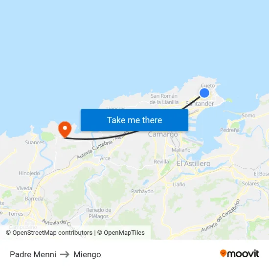 Padre Menni to Miengo map