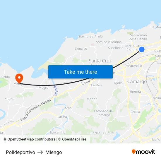 Polideportivo to Miengo map