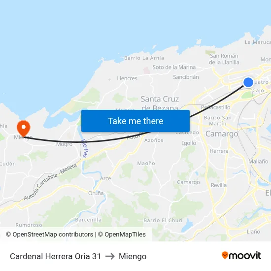 Cardenal Herrera Oria 31 to Miengo map