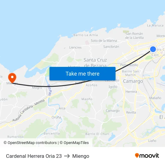 Cardenal Herrera Oria 23 to Miengo map