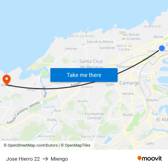 Jose Hierro 22 to Miengo map
