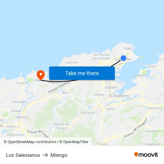 Los Salesianos to Miengo map