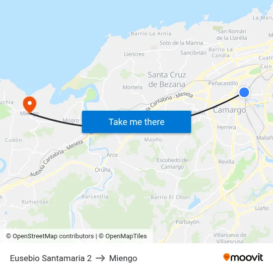 Eusebio Santamaria 2 to Miengo map