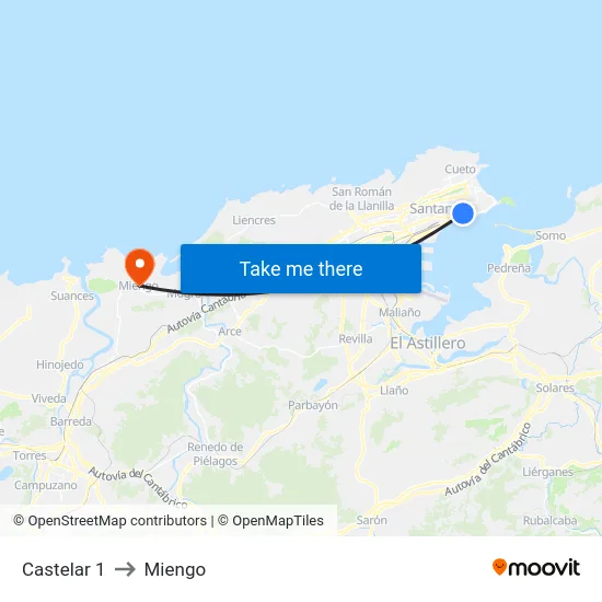Castelar 1 to Miengo map