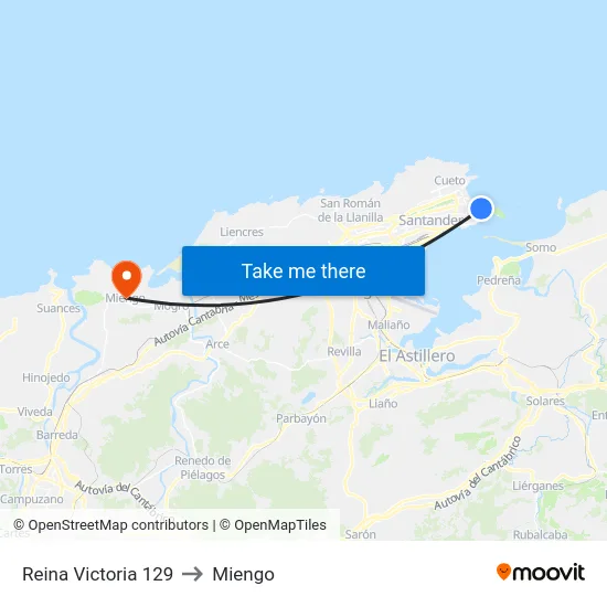 Reina Victoria 129 to Miengo map