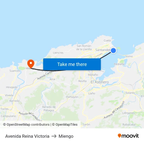 Avenida Reina Victoria to Miengo map