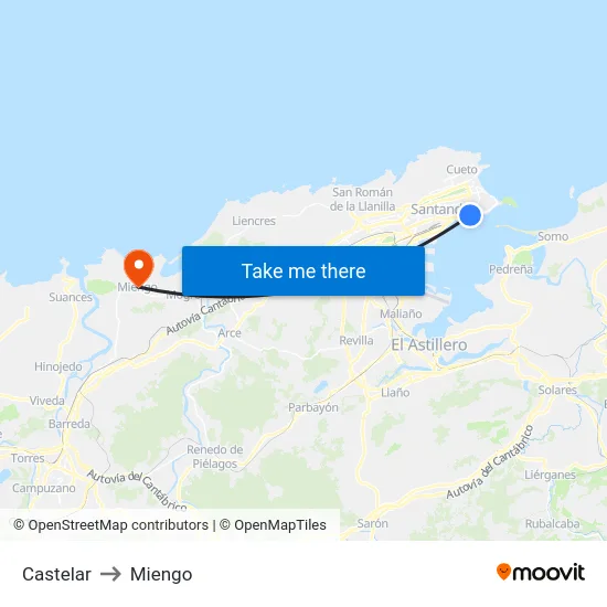 Castelar to Miengo map