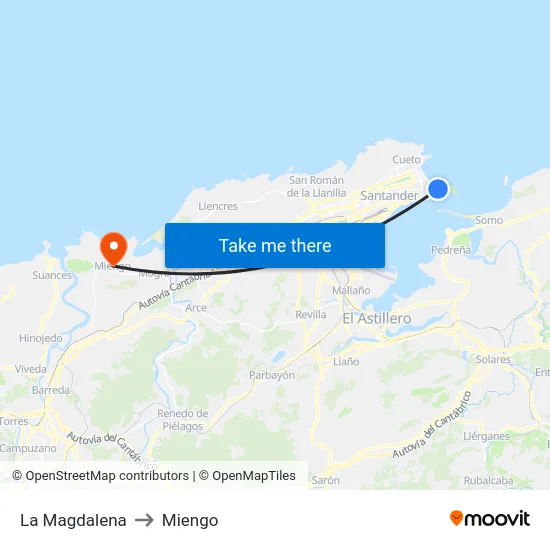 La Magdalena to Miengo map