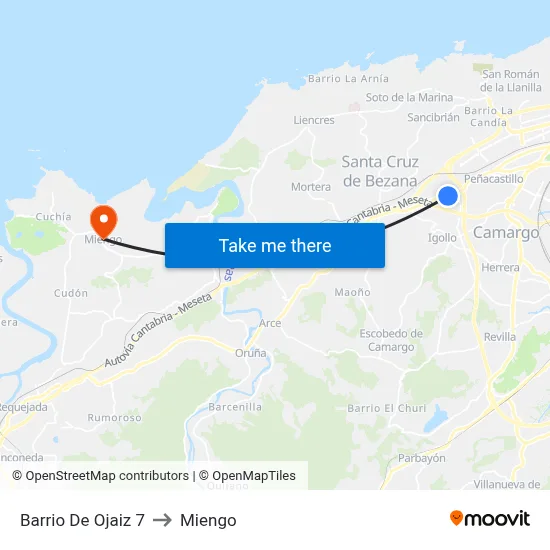 Barrio De Ojaiz 7 to Miengo map