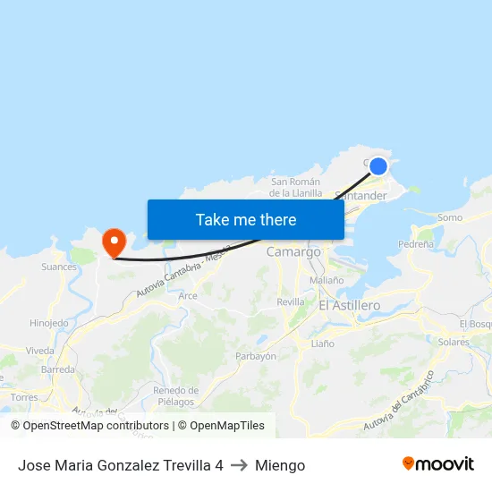 Jose Maria Gonzalez Trevilla 4 to Miengo map