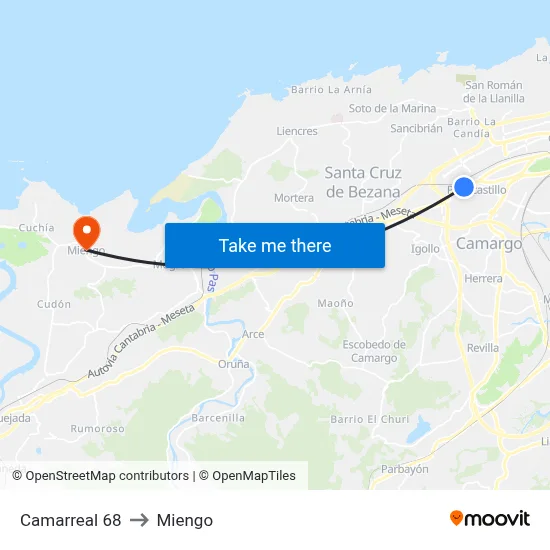 Camarreal 68 to Miengo map