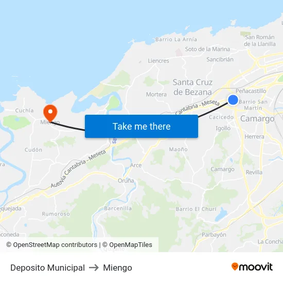 Deposito Municipal to Miengo map