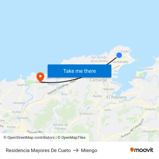 Residencia Mayores De Cueto to Miengo map