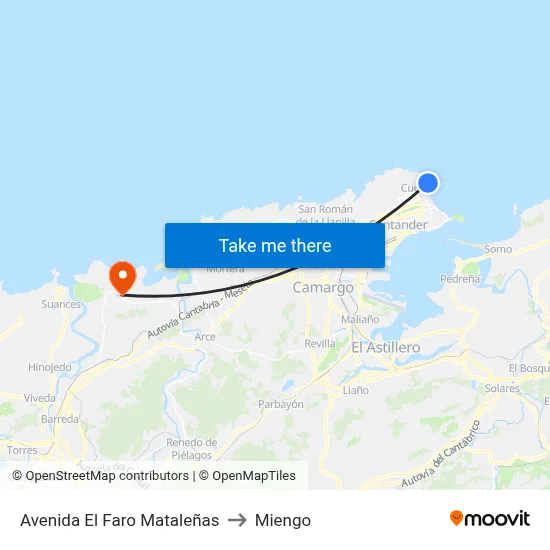 Avenida El Faro Mataleñas to Miengo map