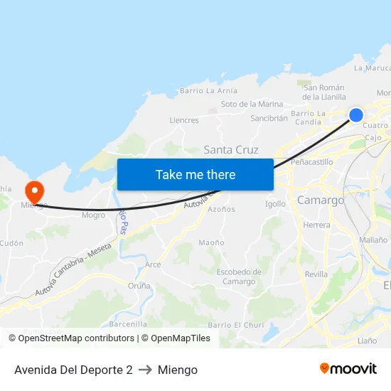 Avenida Del Deporte 2 to Miengo map