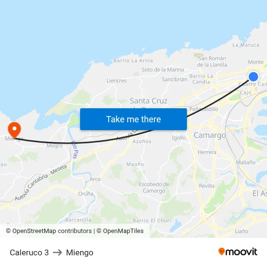 Caleruco 3 to Miengo map