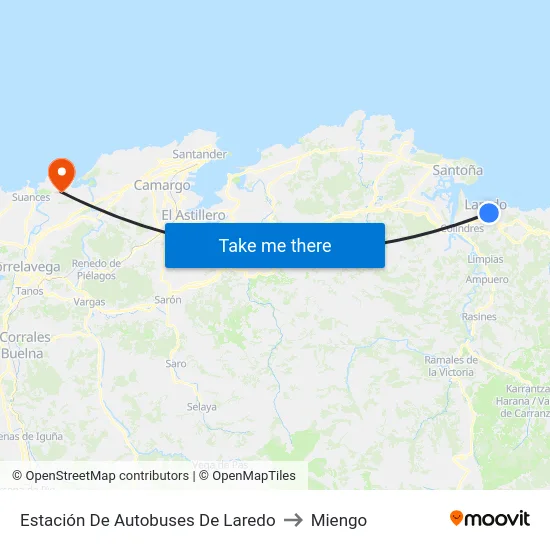 Estación De Autobuses De Laredo to Miengo map