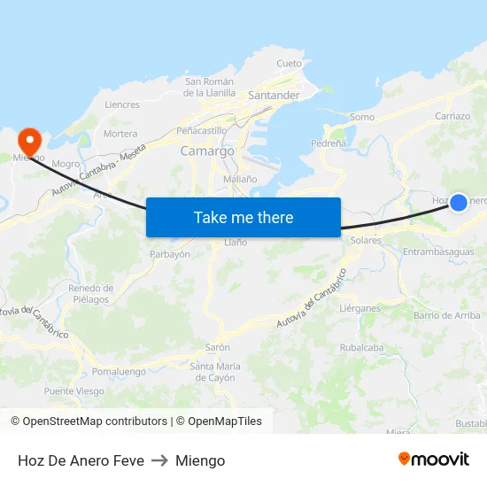 Hoz De Anero Feve to Miengo map