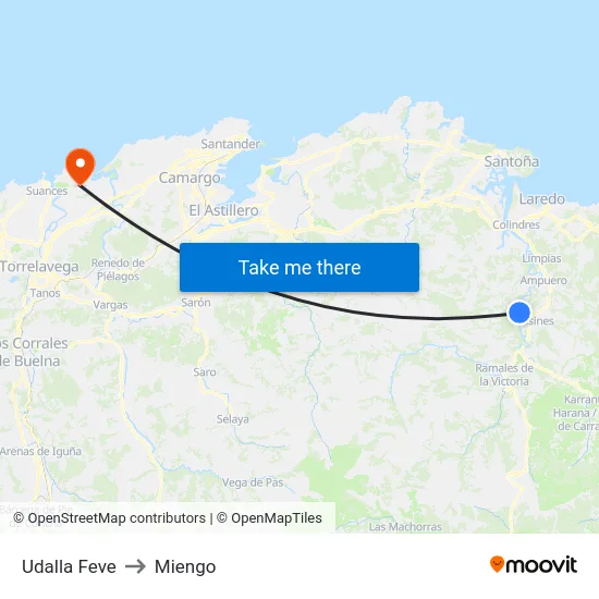 Udalla Feve to Miengo map