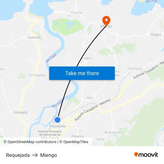 Requejada to Miengo map