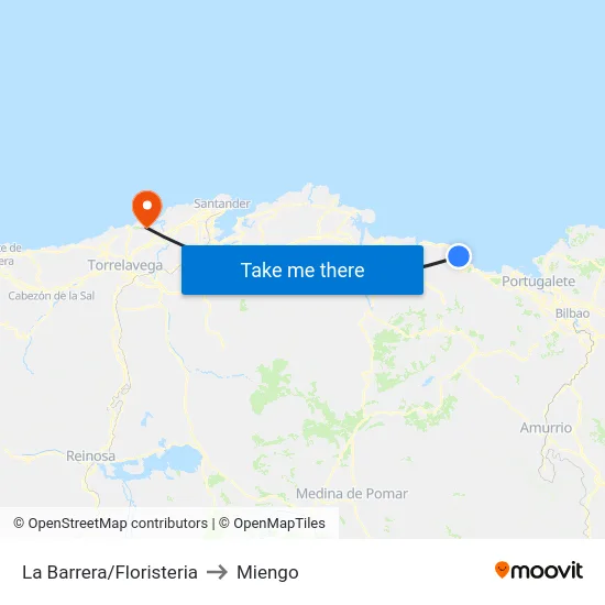 La Barrera/Floristeria to Miengo map