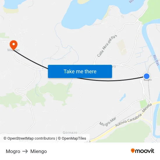 Mogro to Miengo map