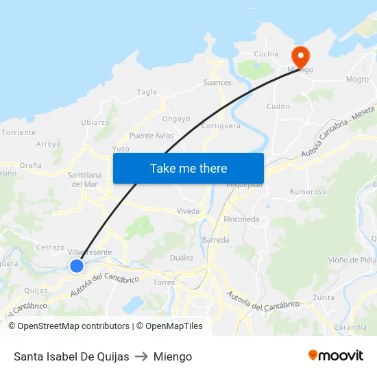 Santa Isabel De Quijas to Miengo map