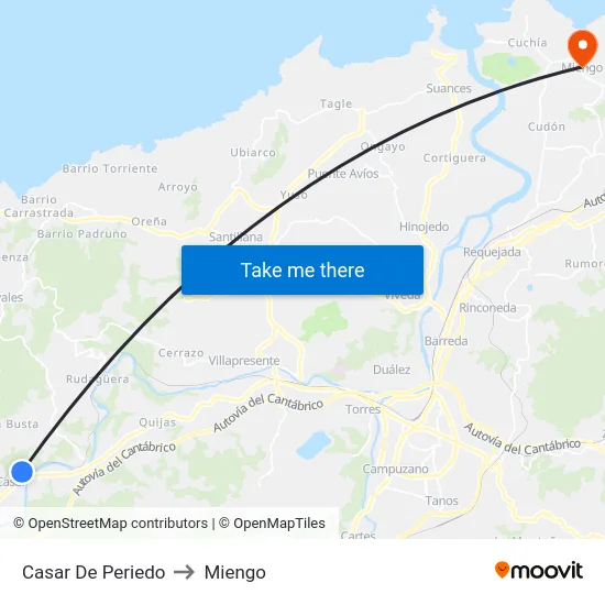Casar De Periedo to Miengo map