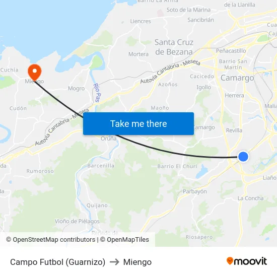 Campo Futbol (Guarnizo) to Miengo map