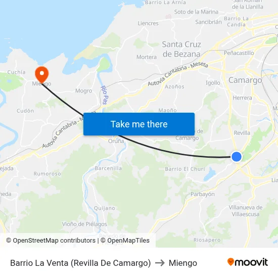 Barrio La Venta (Revilla De Camargo) to Miengo map