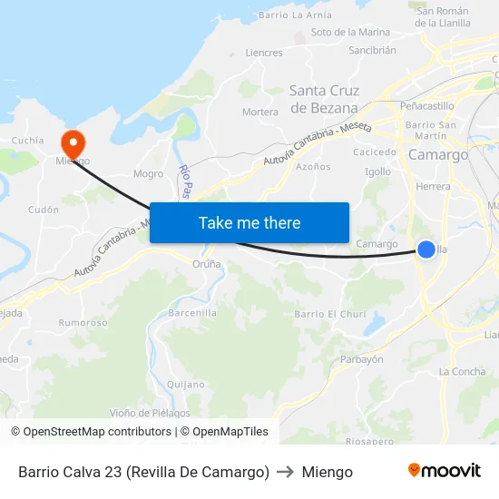 Barrio Calva 23 (Revilla De Camargo) to Miengo map