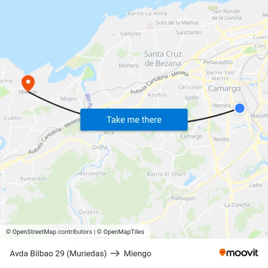 Avda Bilbao 29 (Muriedas) to Miengo map